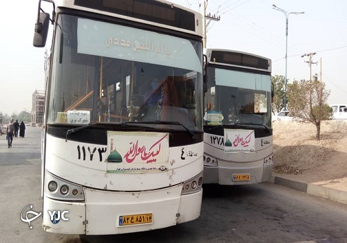 اتوبوس‌های درون شهری اهواز به نام پیامبر اکرم (ص) مزین شدند