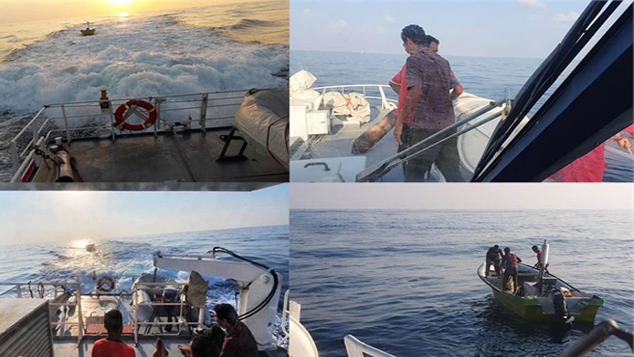 نجات صیادان گرفتار شده در آب‌های خلیج فارس
