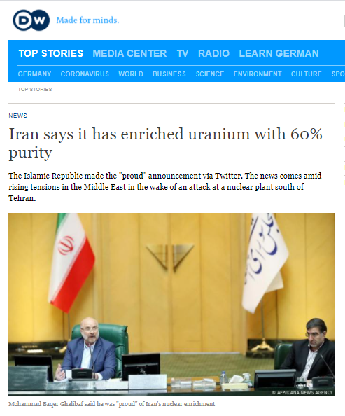 بازتاب غنی‌سازی ۶۰ درصدی اورانیوم ایران در رسانه‌های خارجی