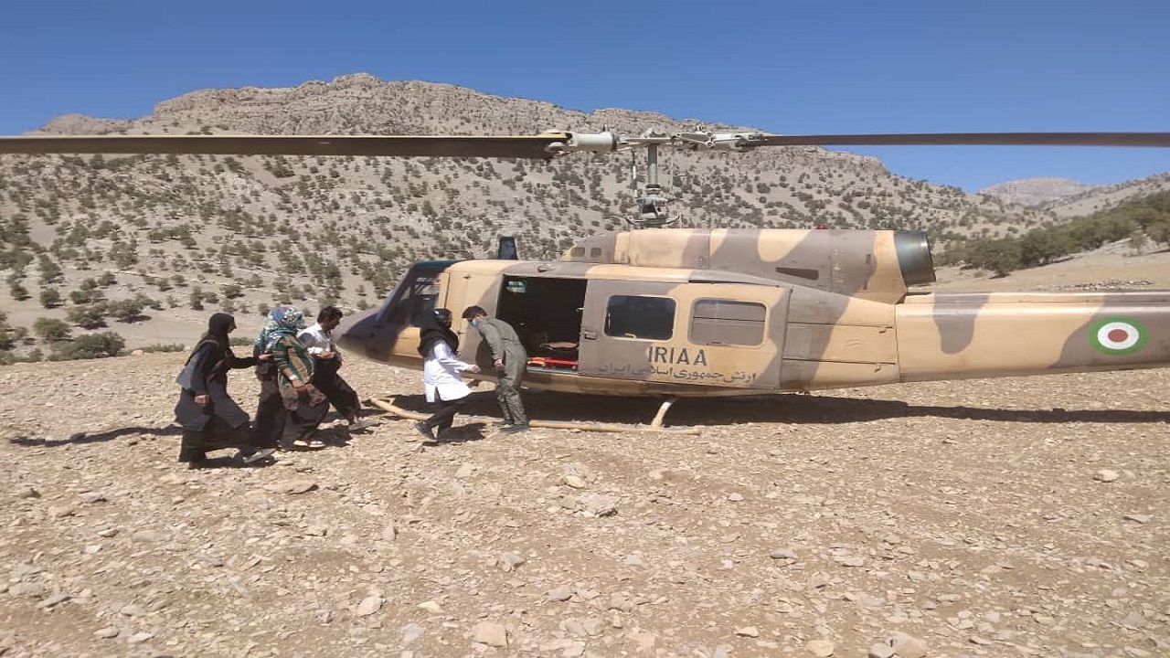 امدادرسانی اورژانس هوایی دزفول در منطقه سخت گذر دله چنار