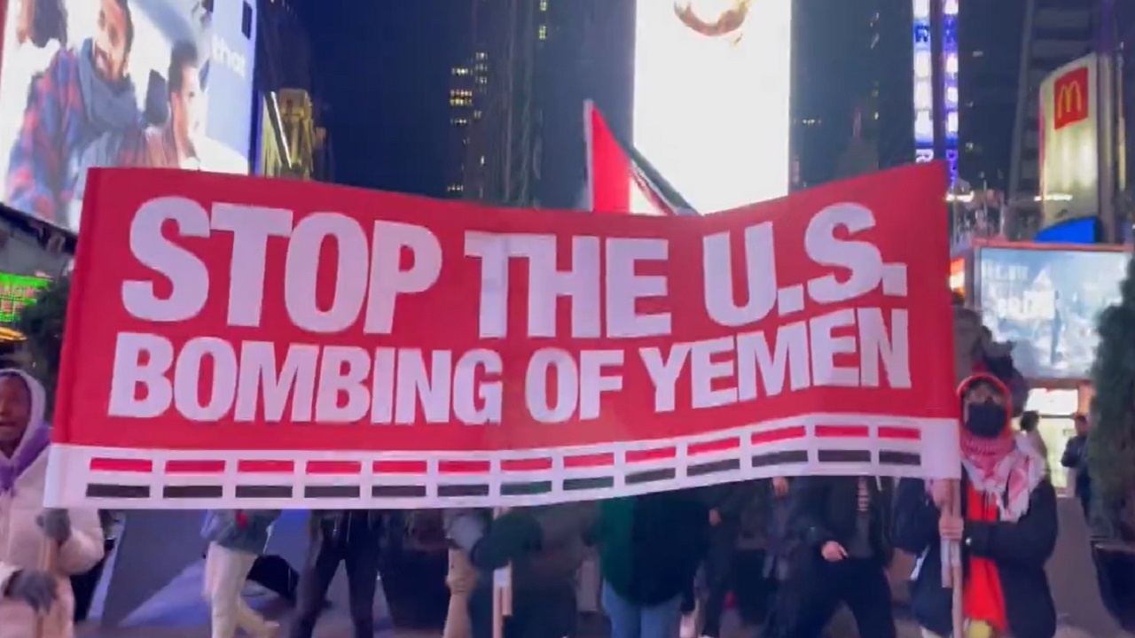 تظاهرات مردمی در حمایت از فلسطین و یمن در نیویورک + فیلم