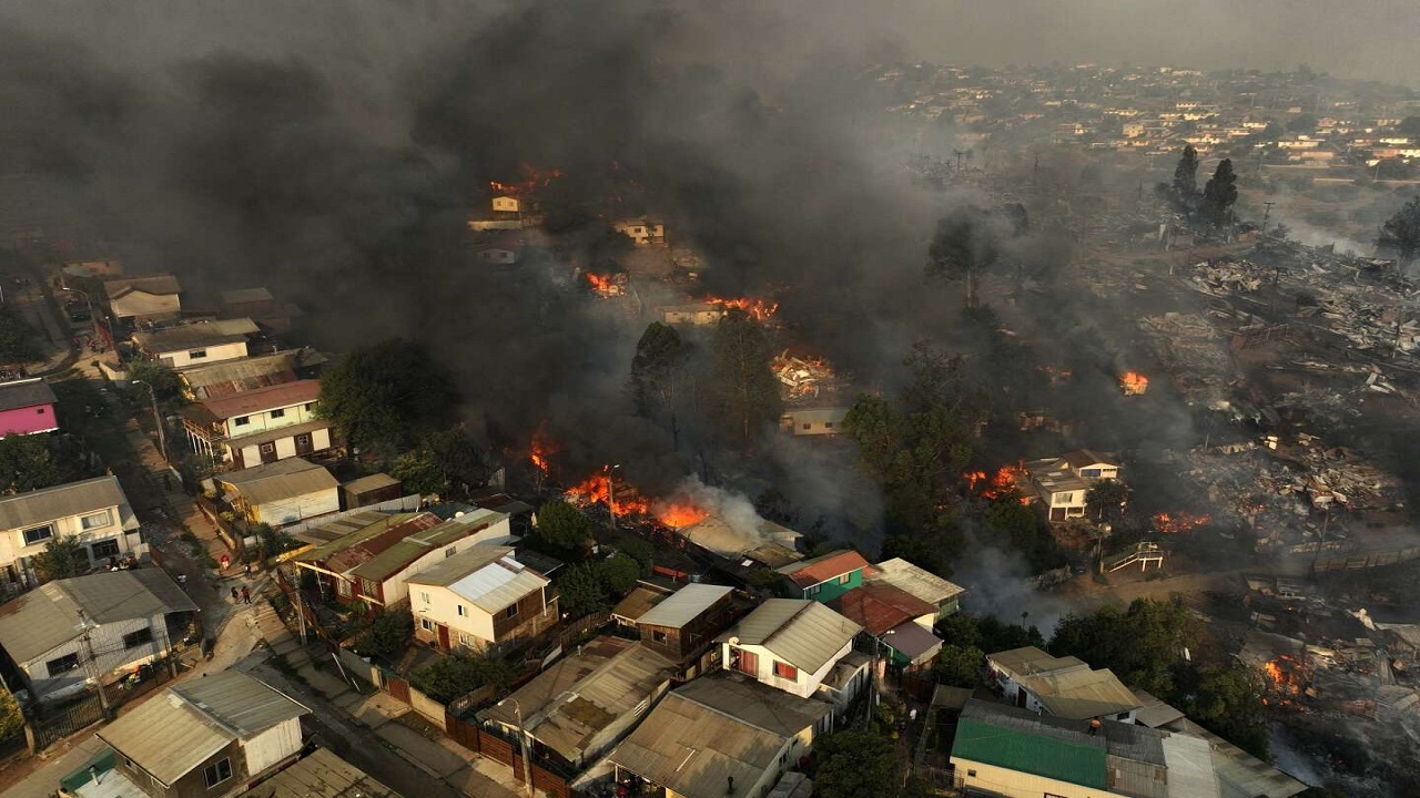 تلفات آتش‌سوزی‌های جنگلی شیلی به ۶۴ نفر رسید