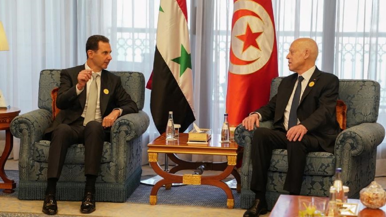 دیدار رئیس‌جمهور تونس و بشار اسد در حاشیه نشست سران عرب