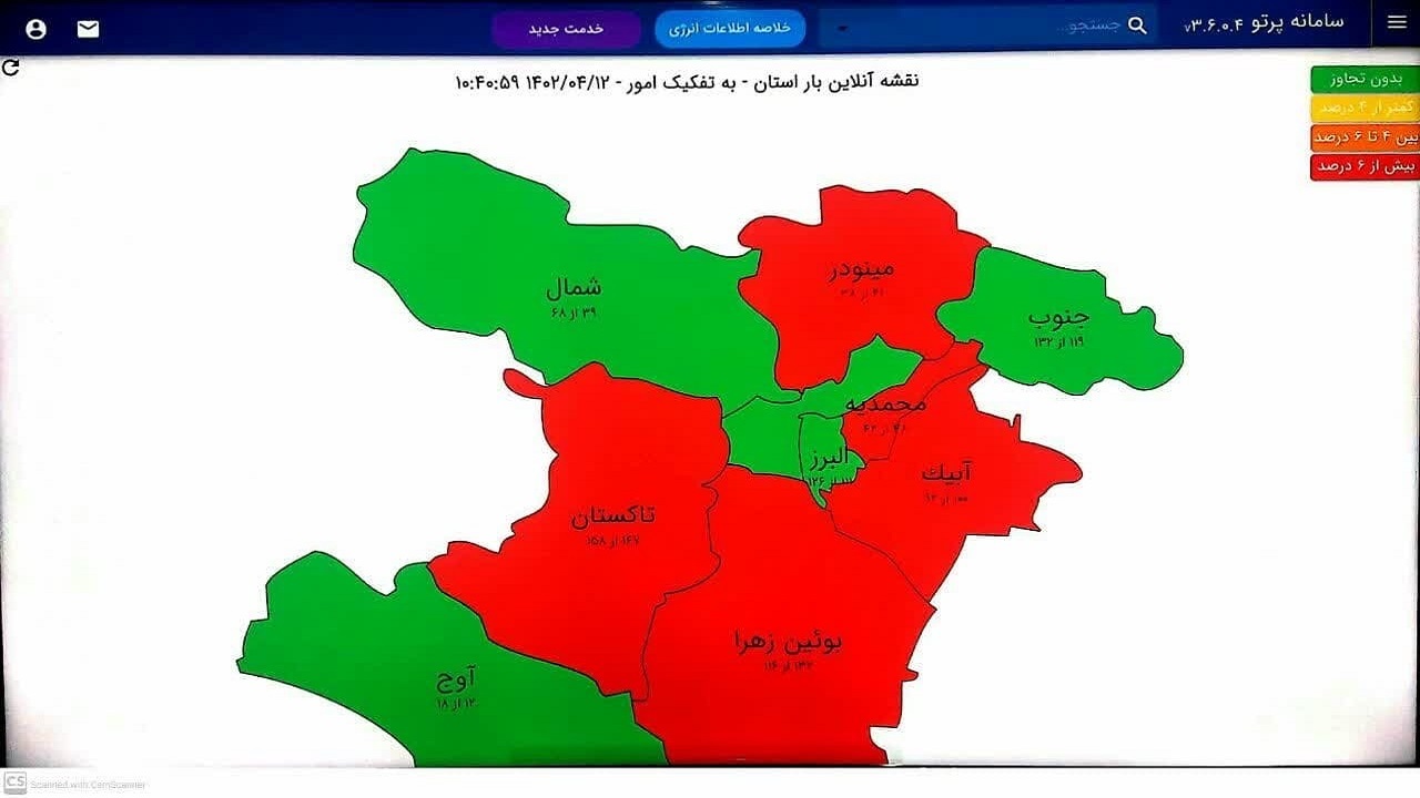 آخرین وضعیت مصرف برق استان قزوین در سیزدهم تیر