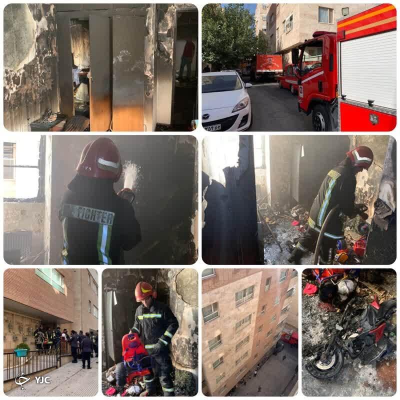 ۷ مصدوم در حادثه آتش‌سوزی مجتمع مسکونی در بلوار پاسارگاد شیراز