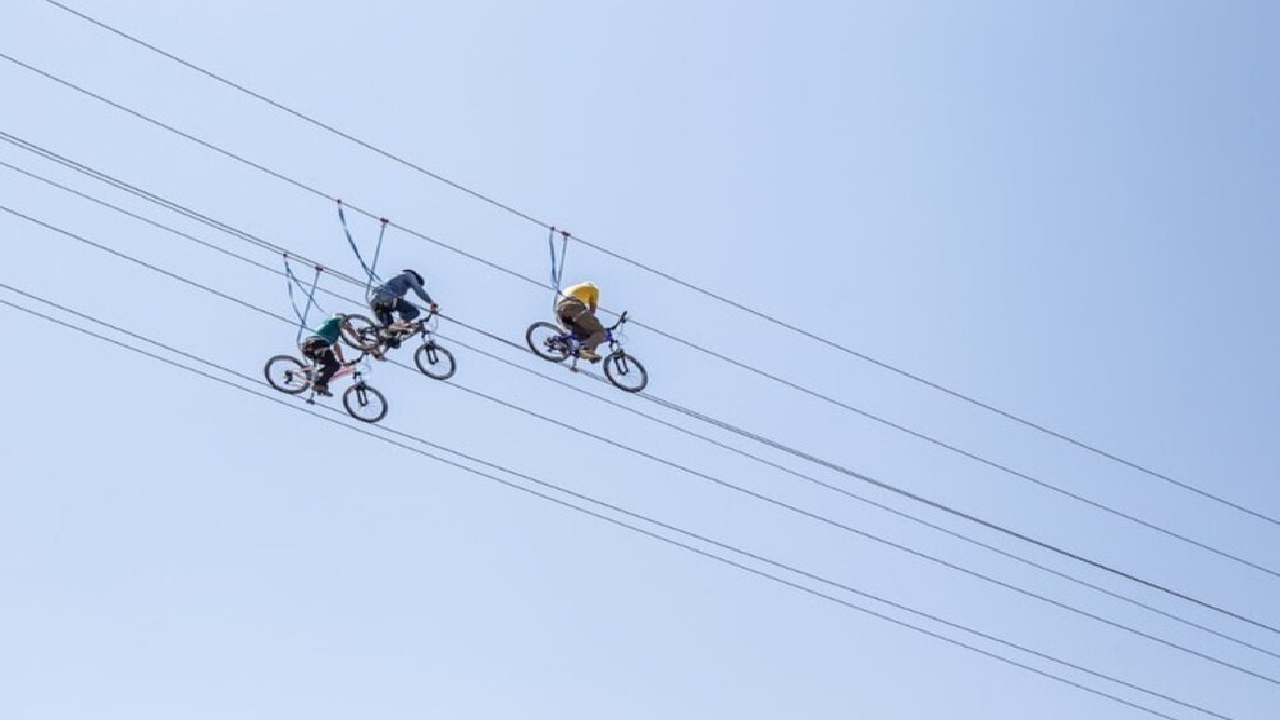 طولانی‌ترین مسیر دوچرخه‌سواری در آسمان + فیلم