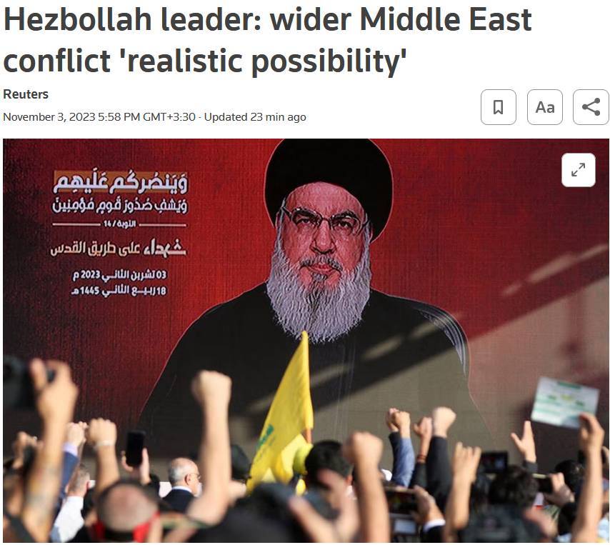 واکنش‌ خبرگزاری رویترز به صحبت های دبیرکل حزب الله لبنان