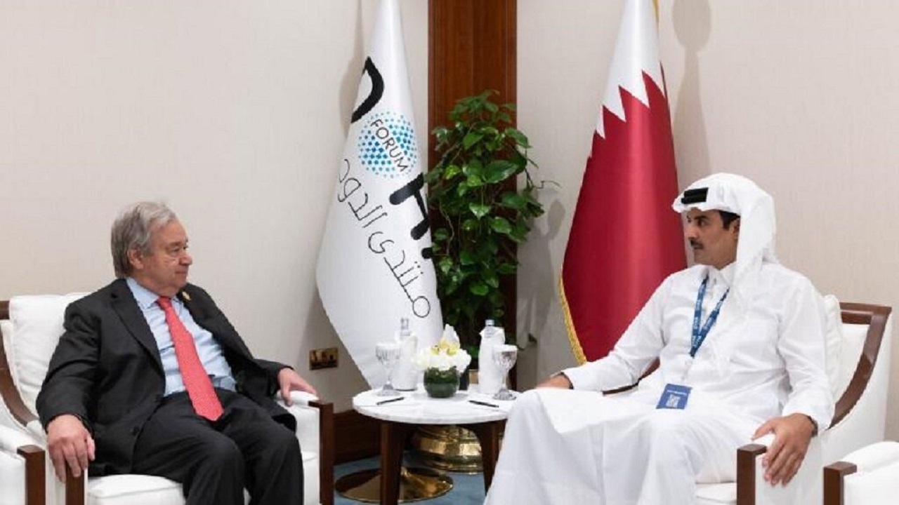 رایزنی امیر قطر با دبیرکل سازمان ملل درباره غزه