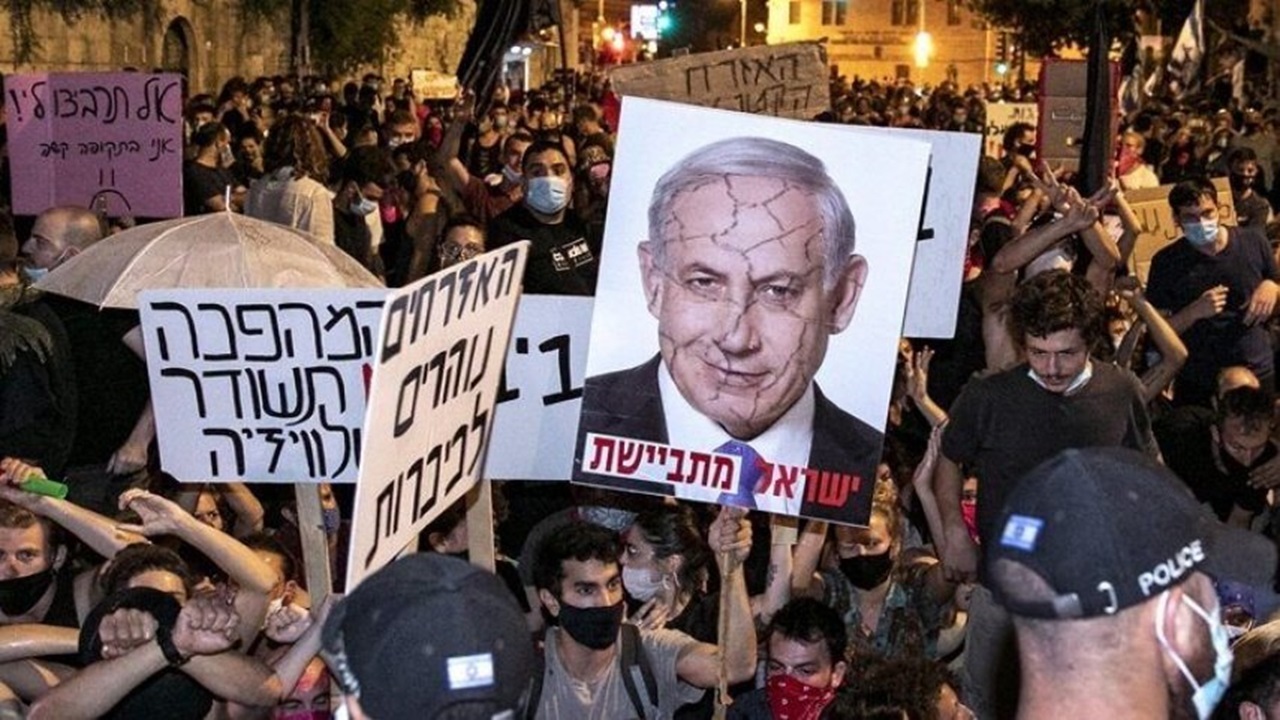 تصاویری از تظاهرات گسترده صهیونیست‌ها علیه نتانیاهو + فیلم