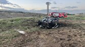 باشگاه خبرنگاران -واژگونی آتشین خودروی سواری در بلوار پیامبراعظم (ص) قزوین