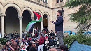باشگاه خبرنگاران -تظاهرات دانشجویان اسپانیایی در محکومیت رژیم صهیونیستی