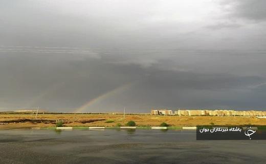 پدیده رنگین کمان در آسمان شهر قم