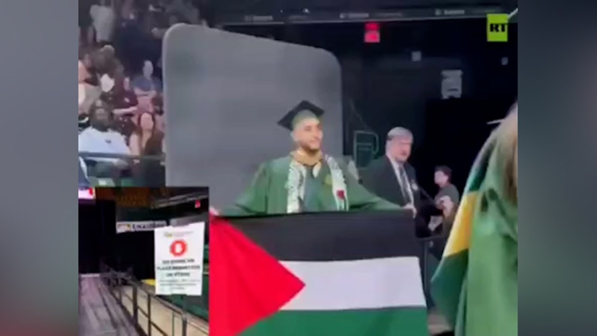 اهتزاز پرچم فلسطین در جشن قهرمانی اسپانیا + فیلم