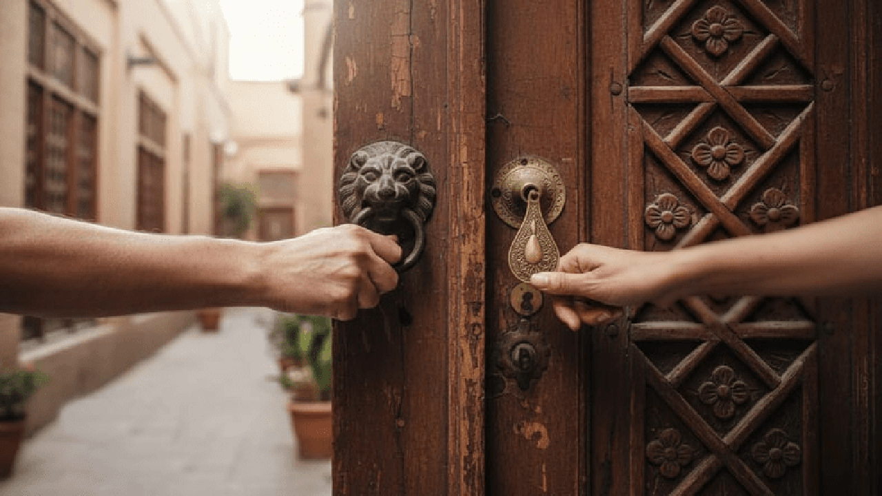 در چوبی و کوبه‌ها، زبان در زدن در فرهنگ خانه ایرانی