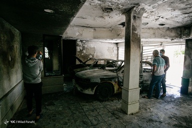 خسارت آتش سوزی در مجتمع مسکونی - شیراز